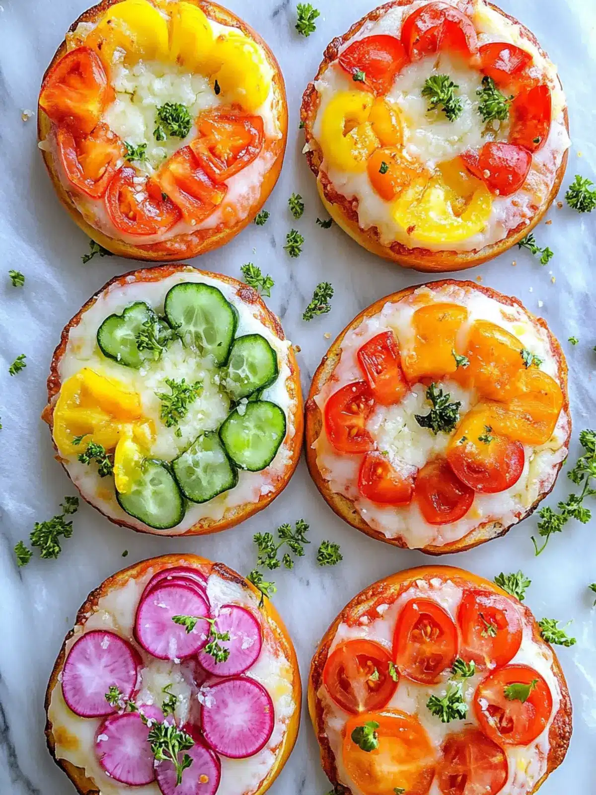Create Colorful Rainbow Bagel Pizzas for Fun Family Meals 3 Rainbow Bagel Pizzas