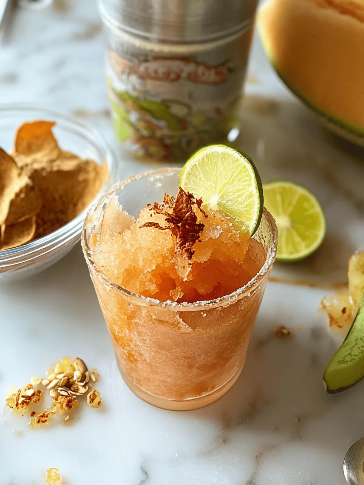 Cantaloupe Granita with Lime and Tequila: Your Summer Splash 2 Cantaloupe granita with lime and tequila