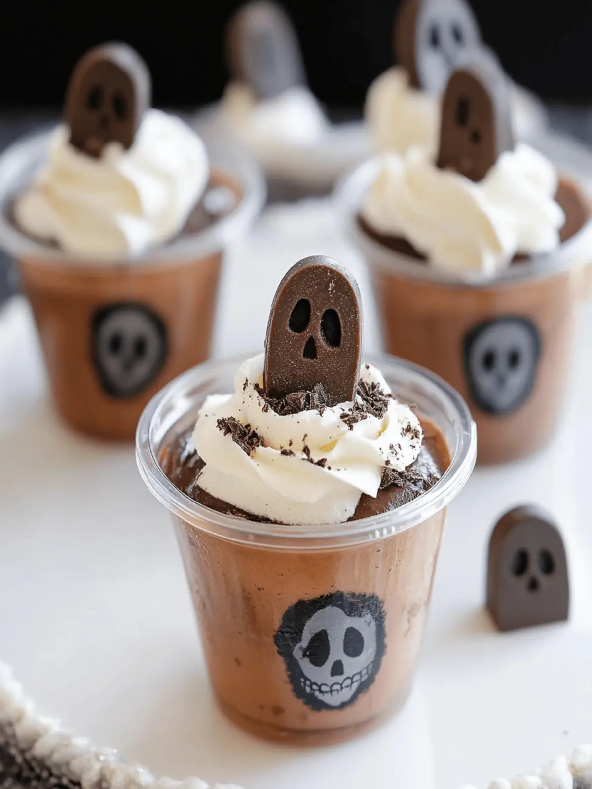 Spooktacular Ghosts in the Graveyard Chocolate Pudding Cups 4 Ghosts in the Graveyard Chocolate Pudding Cups