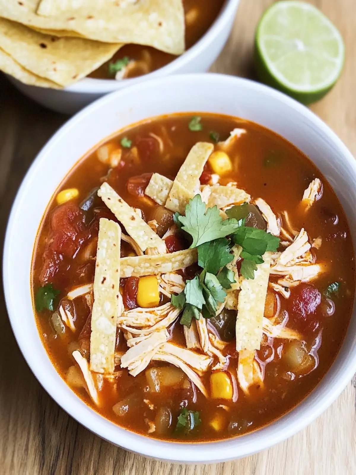 Deliciously Easy Crockpot Chicken Tortilla Soup Recipe 3 Chicken Tortilla Soup (Crockpot)