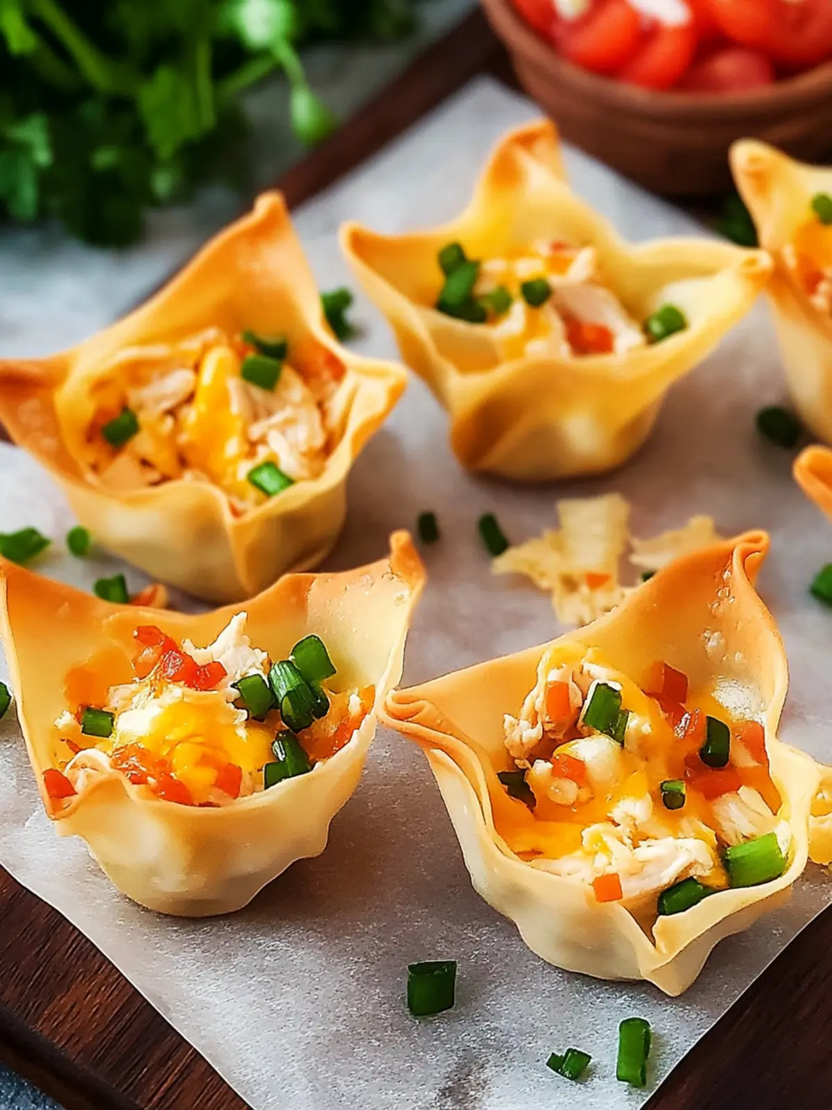 Cheesy Ranch Chicken Wonton Cups: Snack Heaven in Every Bite 3 Cheesy Ranch Chicken Wonton Cups