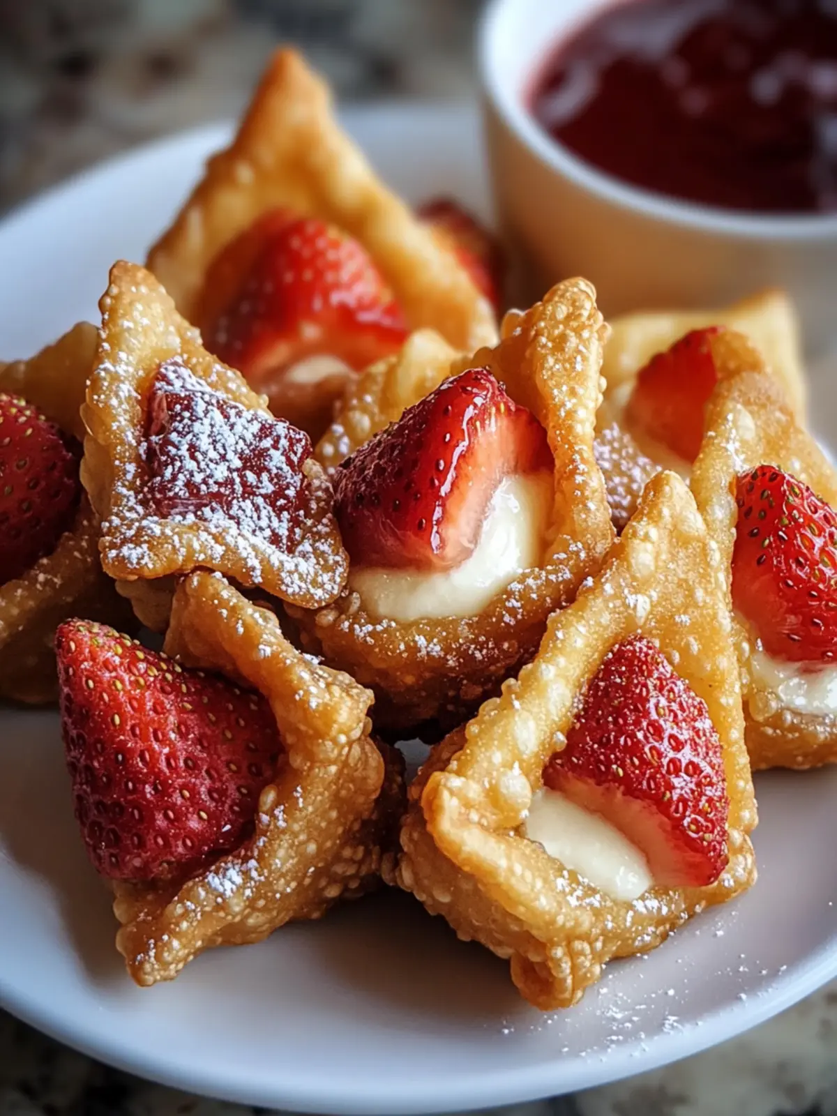Crispy Deep-Fried Strawberry Cheesecake Wontons to Love 2 Deep-Fried Strawberry Cheesecake Wontons