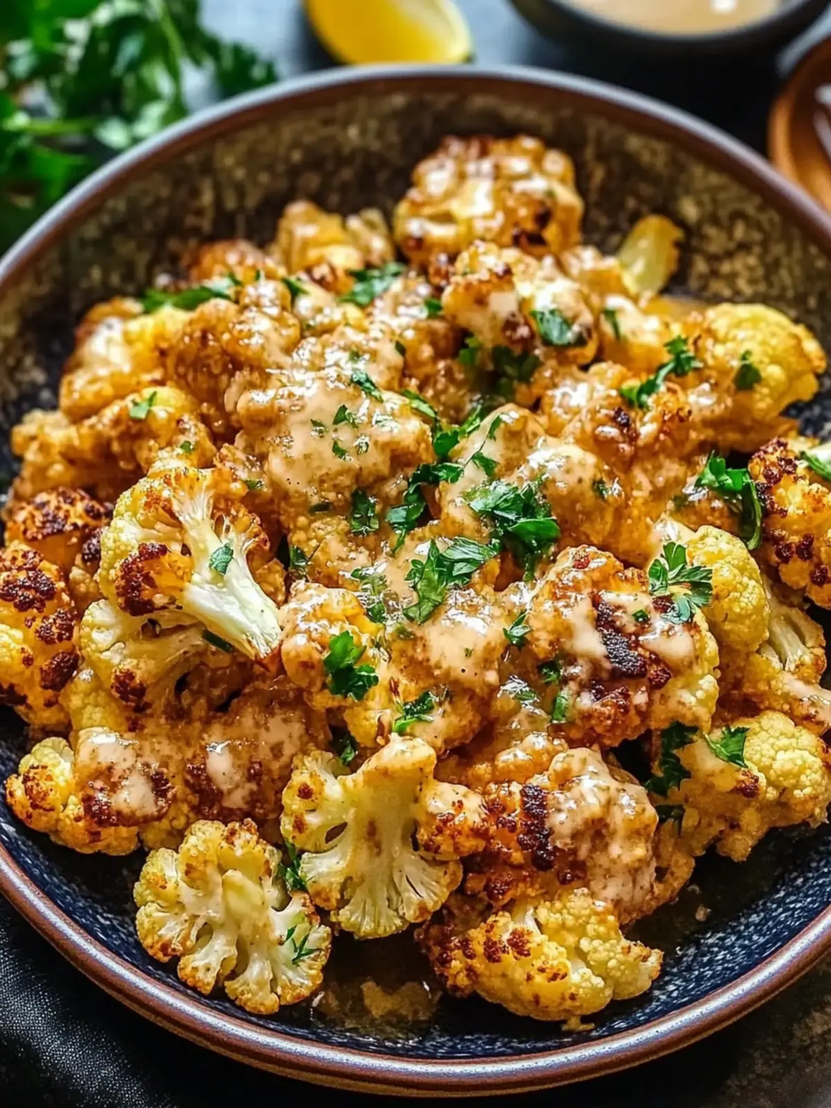 Savory Moroccan Cauliflower with Creamy Tahini-Honey Bliss 2 Moroccan Cauliflower with Tahini-Honey