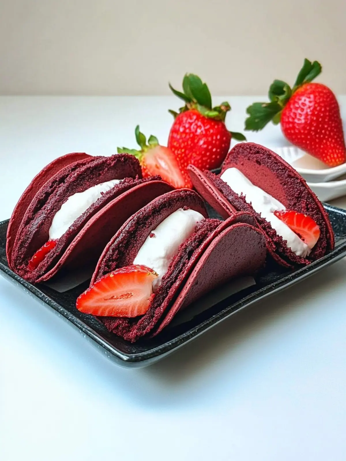 Red Velvet Pancake Tacos With Strawberries for a Sweet Surprise 3 Red Velvet Pancake Tacos With Strawberries