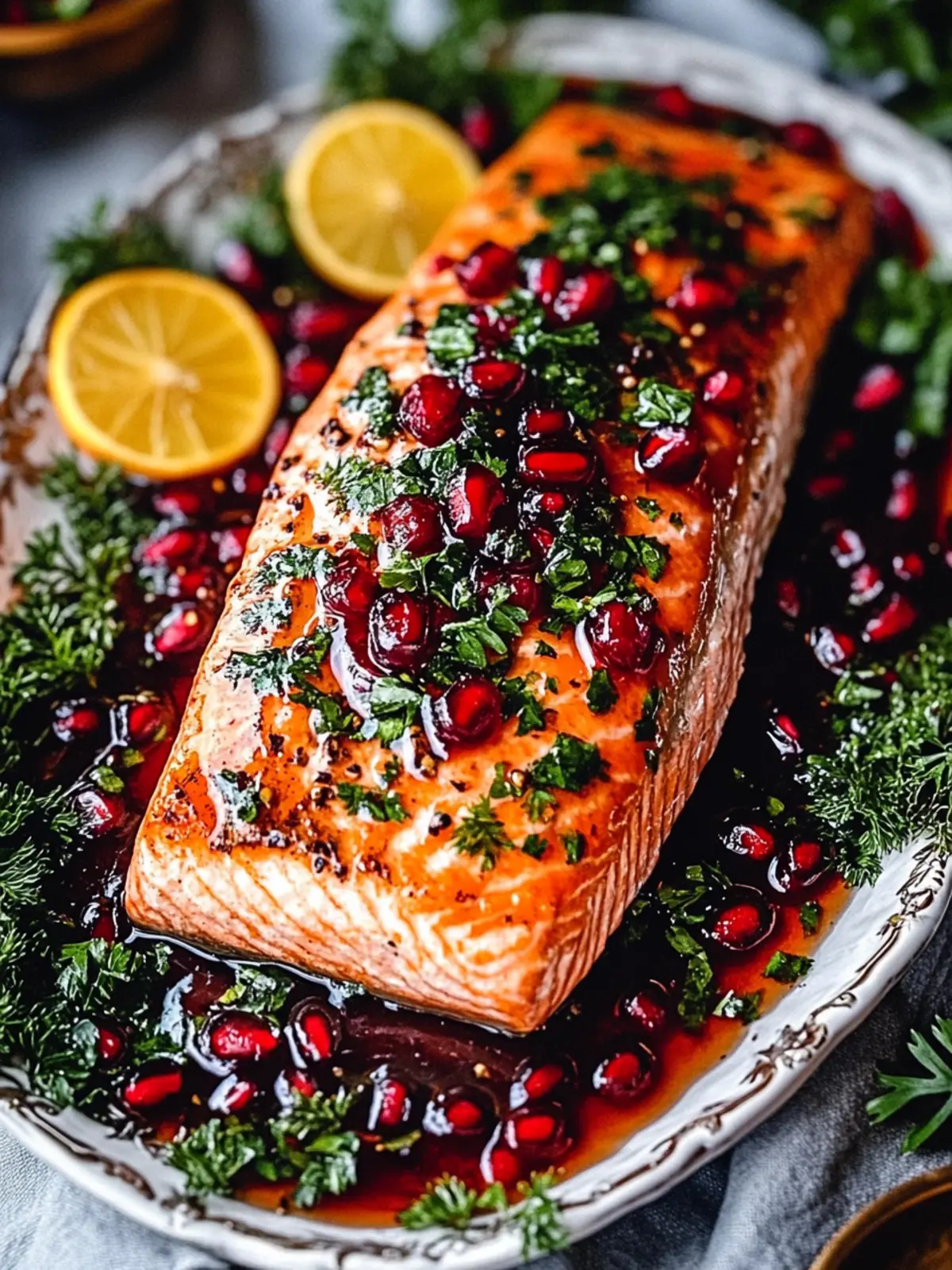 Delicious Christmas Salmon with Pomegranate Glaze Recipe 3 Christmas Salmon with Pomegranate Glaze