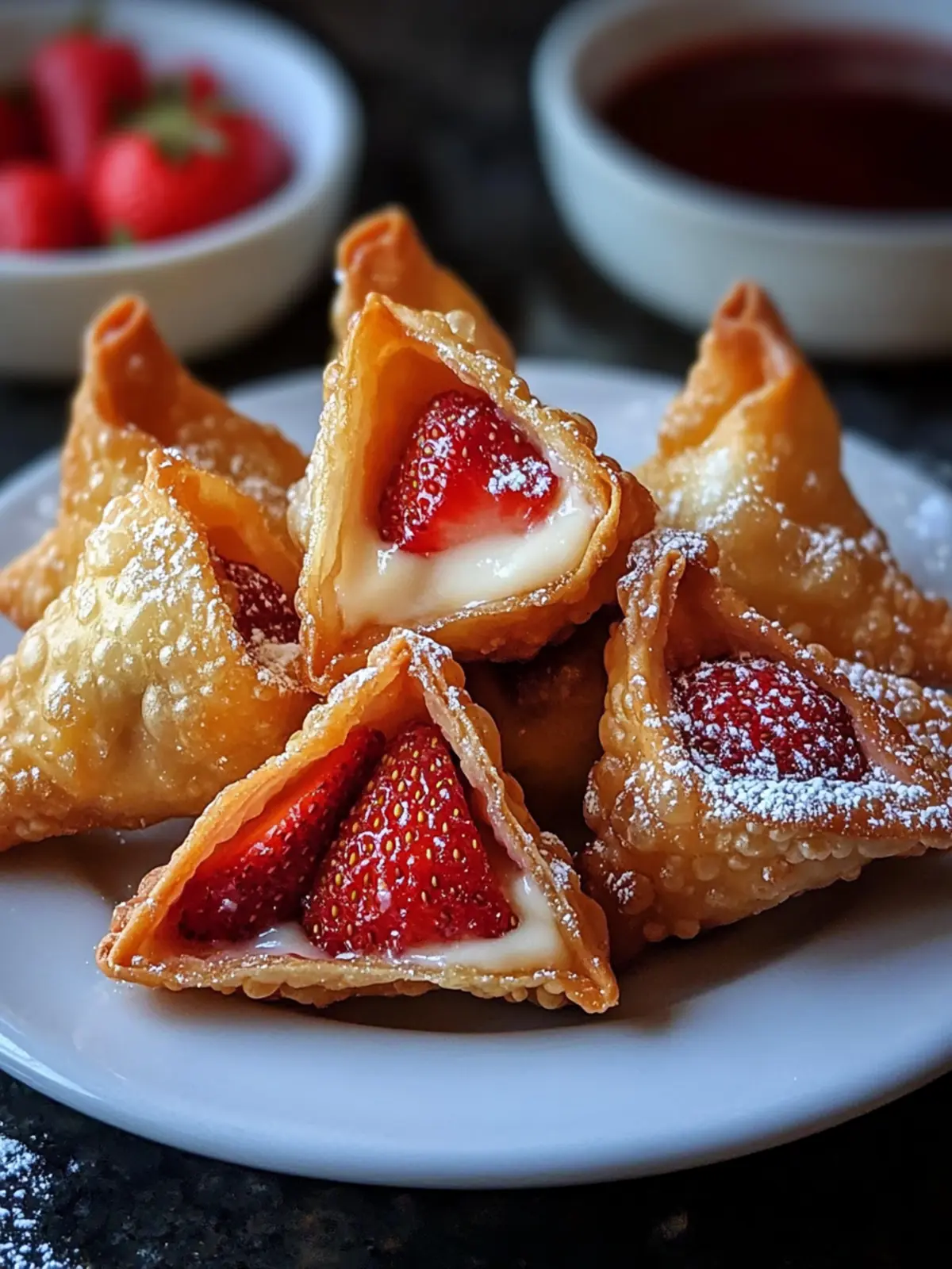 Crispy Deep-Fried Strawberry Cheesecake Wontons to Love 4 Deep-Fried Strawberry Cheesecake Wontons
