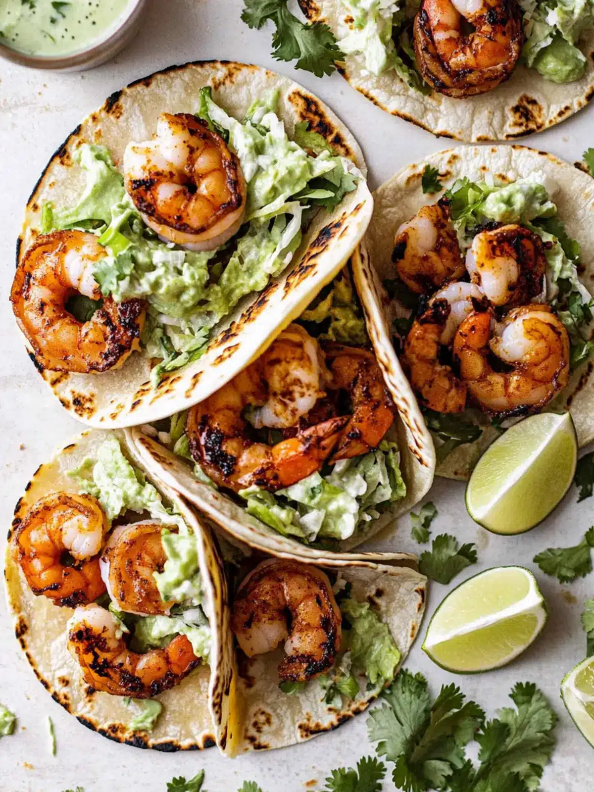 Delicious Shrimp Tacos with Creamy Cilantro Lime Sauce 2 Shrimp Tacos