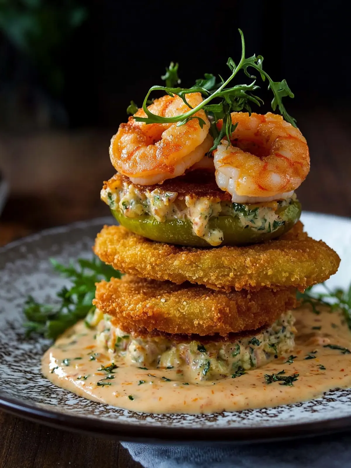 Fried Green Tomatoes with Shrimp Remoulade: A Southern Delight 4 Fried Green Tomatoes with Shrimp Remoulade