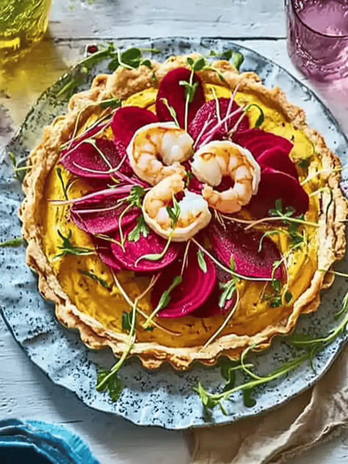 Delicious Potted Shrimp Tart with Rainbow Beet Salad Magic 2 Potted shrimp tart with shaved rainbow beet salad
