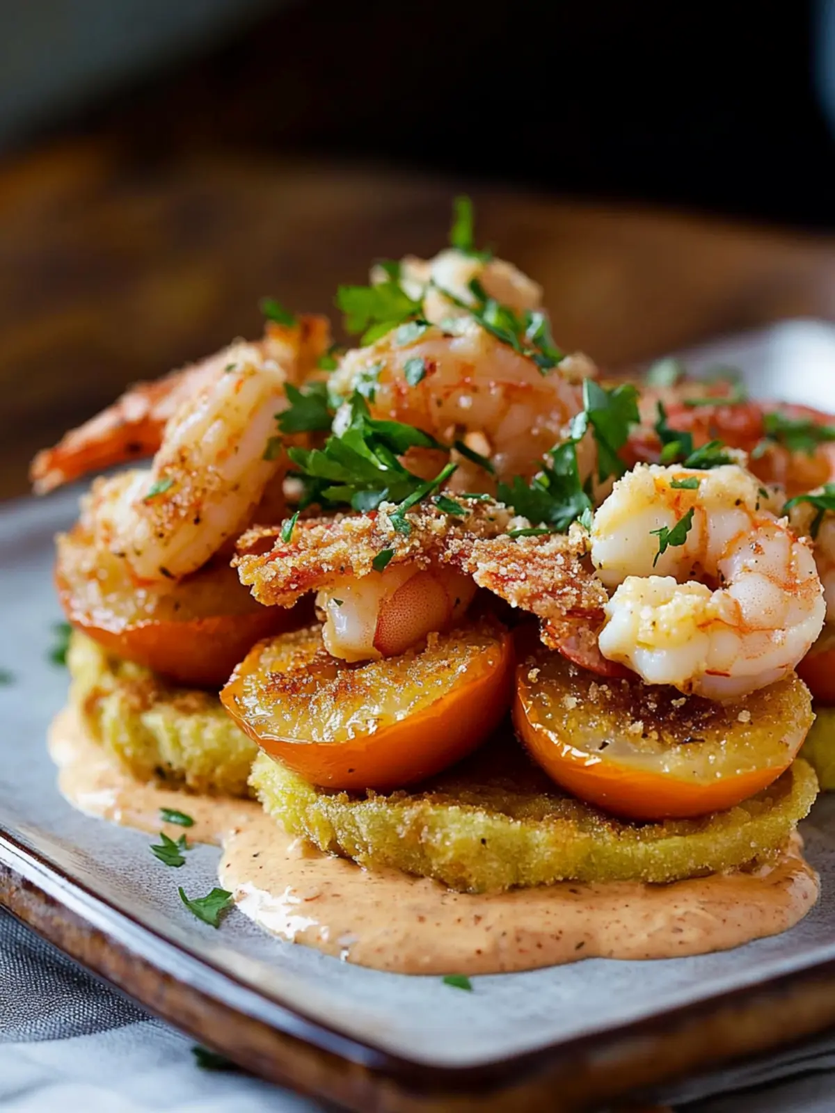 Fried Green Tomatoes with Shrimp Remoulade: A Southern Delight 3 Fried Green Tomatoes with Shrimp Remoulade