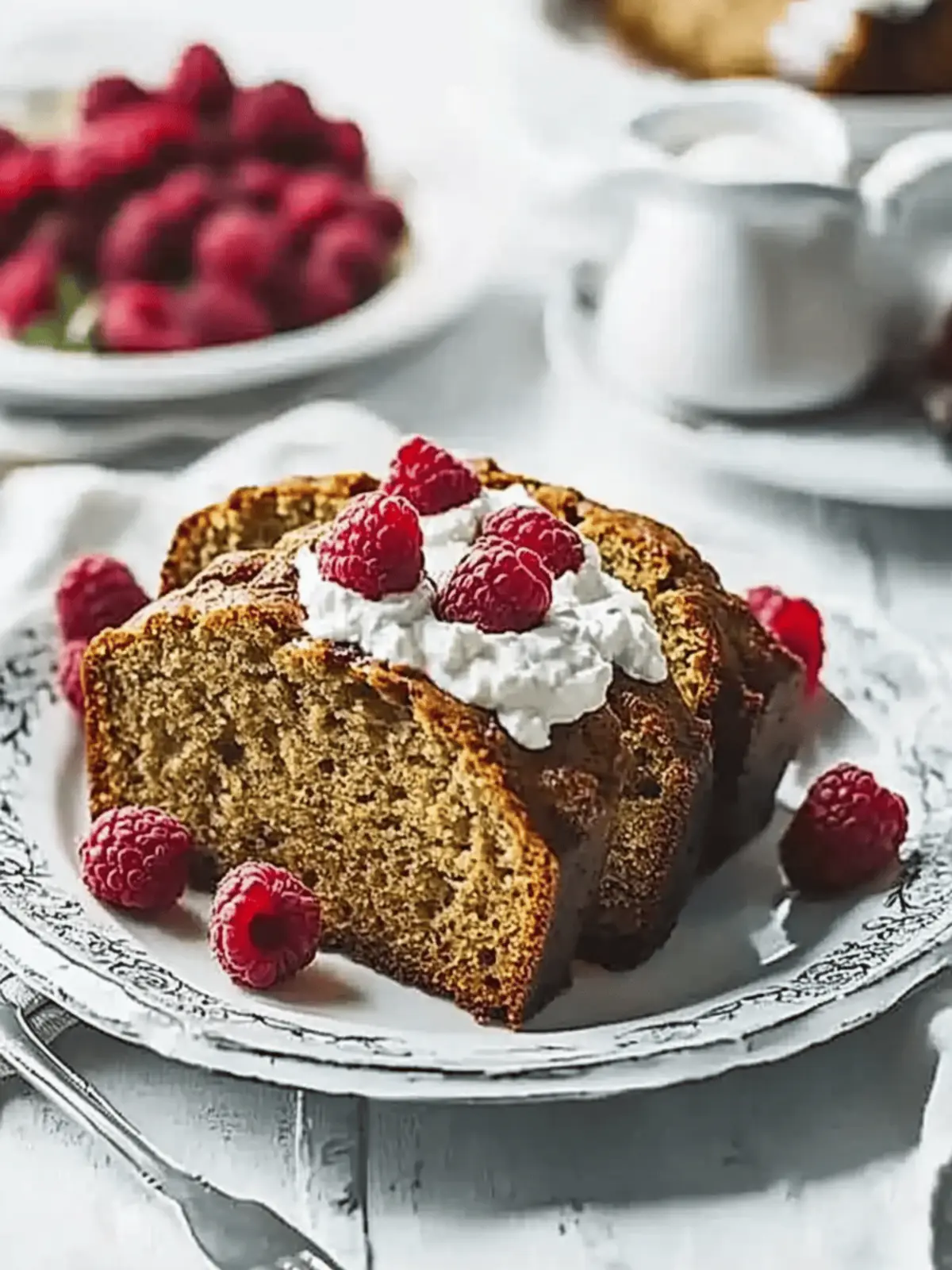 Toasted Banana Bread with Vanilla Ricotta & Raspberries Bliss 2 Toasted banana bread with vanilla ricotta & raspberries