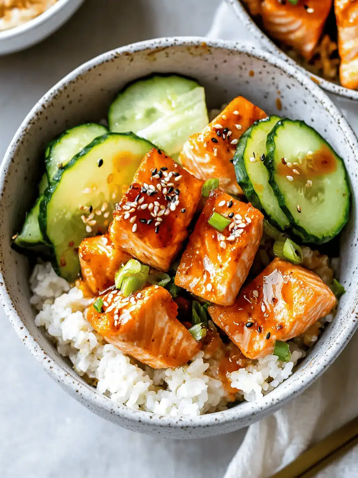 Honey Sriracha Roasted Salmon Rice Bowls in 30 Minutes 3 Honey Sriracha Roasted Salmon Rice Bowls (GF, DF)