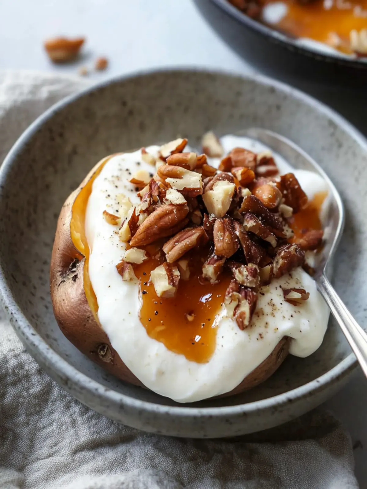 Sweet Morning Potato with Yogurt and Maple Bliss 2 Sweet Morning Potato with Yogurt, Maple Syrup & Nuts