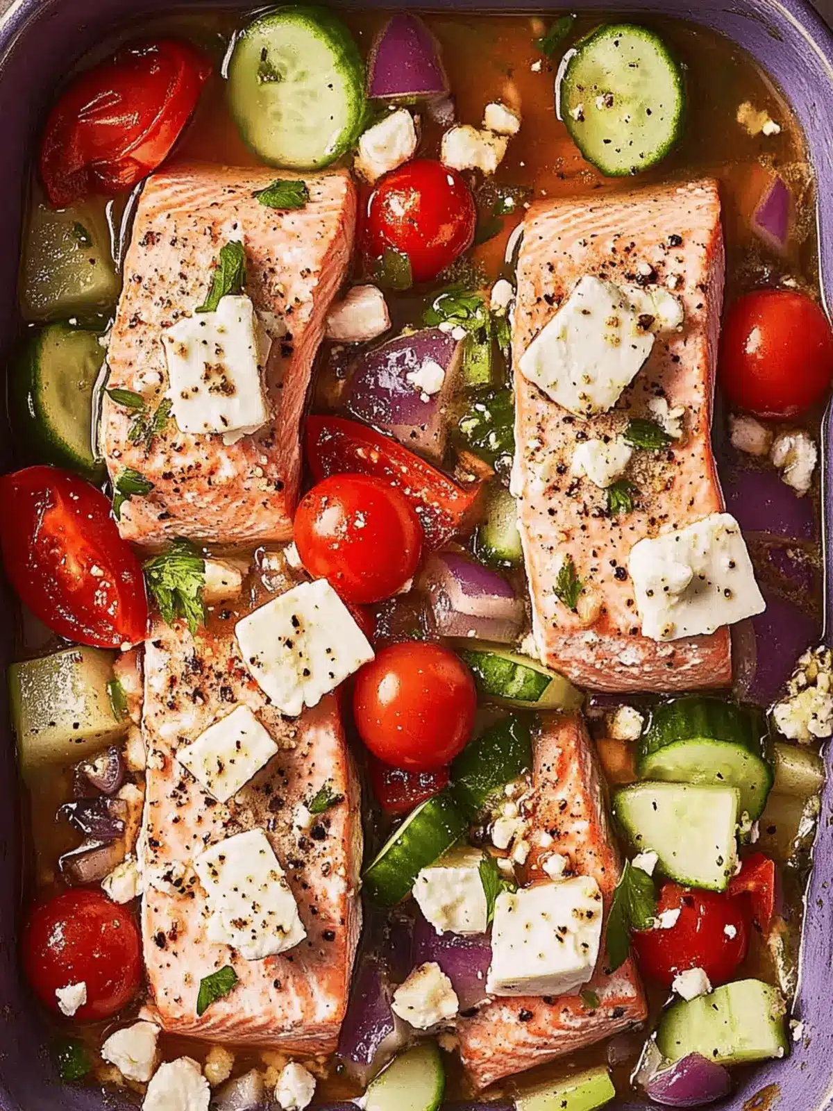 Baked Greek Salmon with Feta and Veggies in Under 30 Minutes 3 Greek Salmon