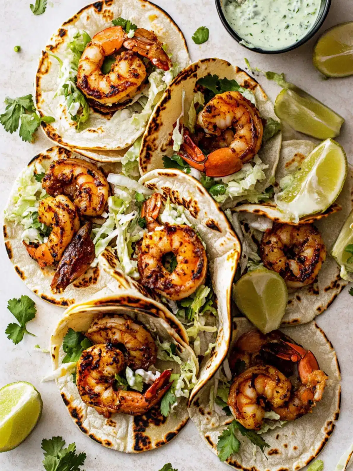 Delicious Shrimp Tacos with Creamy Cilantro Lime Sauce 4 Shrimp Tacos