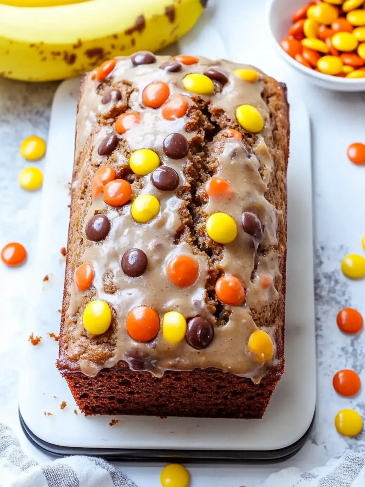 Irresistible Reese's Pieces Peanut Butter Banana Quick Bread 4 Reese's Pieces Peanut Butter Banana Quick Bread