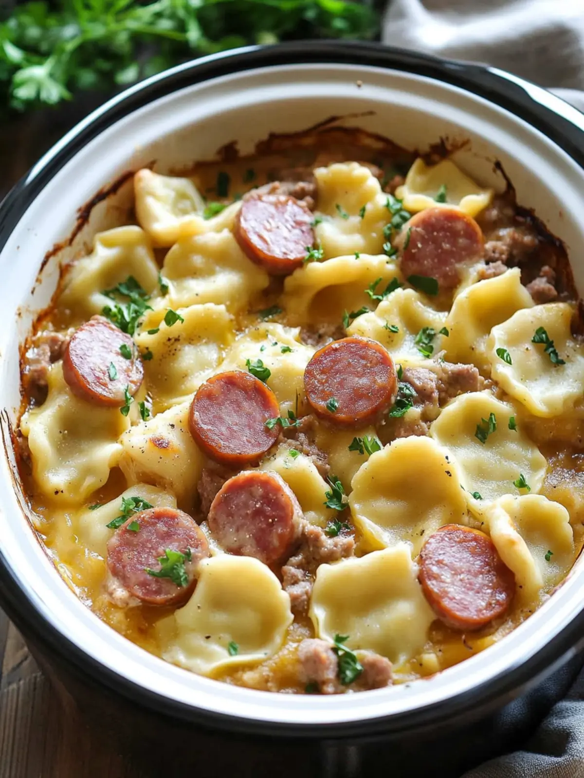 Crock Pot Pierogi Casserole with Kielbasa for Cozy Nights 4 Crock pot Pierogi Casserole with Kielbasa