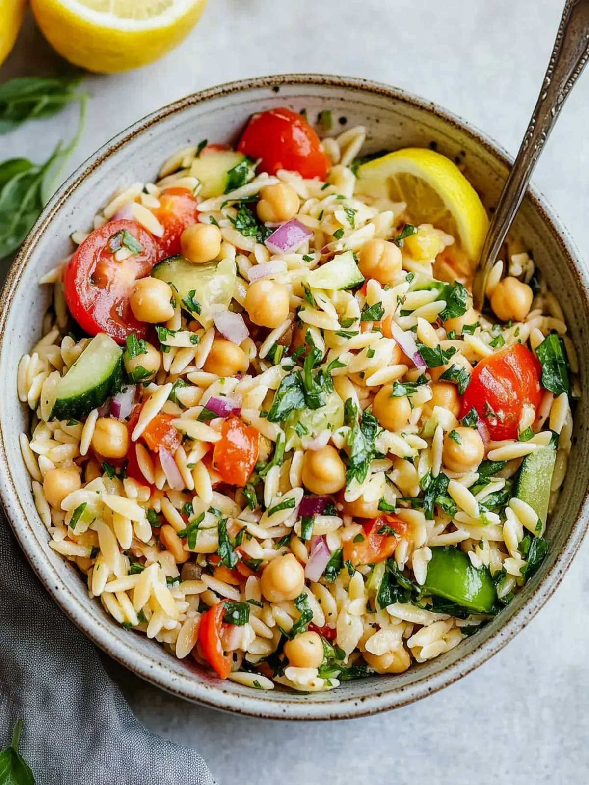 Zesty Lemon Orzo Chickpea Salad for a Fresh Vegan Boost 3 Lemon Orzo Chickpea Salad