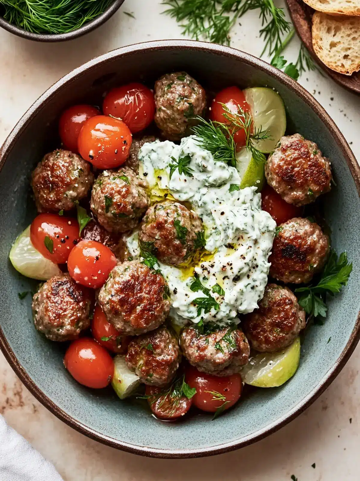 Mediterranean Meatballs with Tzatziki Easy Family Delight 2 Mediterranean Meatballs with Tzatziki