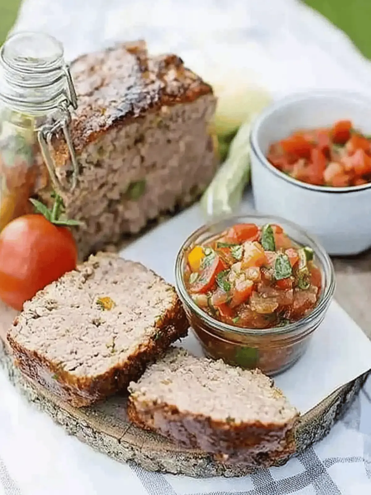 Cold Meatloaf with Squashed Tomato & Pepper Salsa Delight 4 Cold meatloaf with squashed tomato & pepper salsa