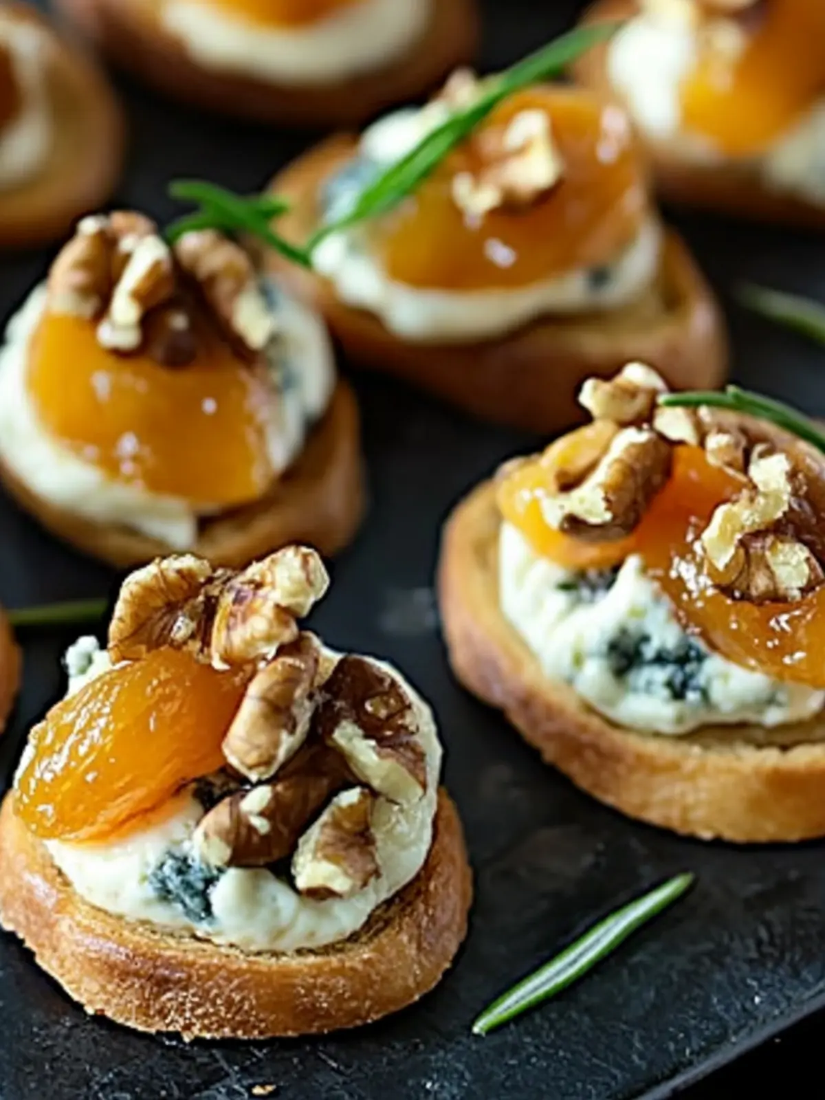 Dried Apricot and Blue Cheese Canapes with Walnuts Bliss 4 Dried Apricot and Blue Cheese Canapes with Walnuts