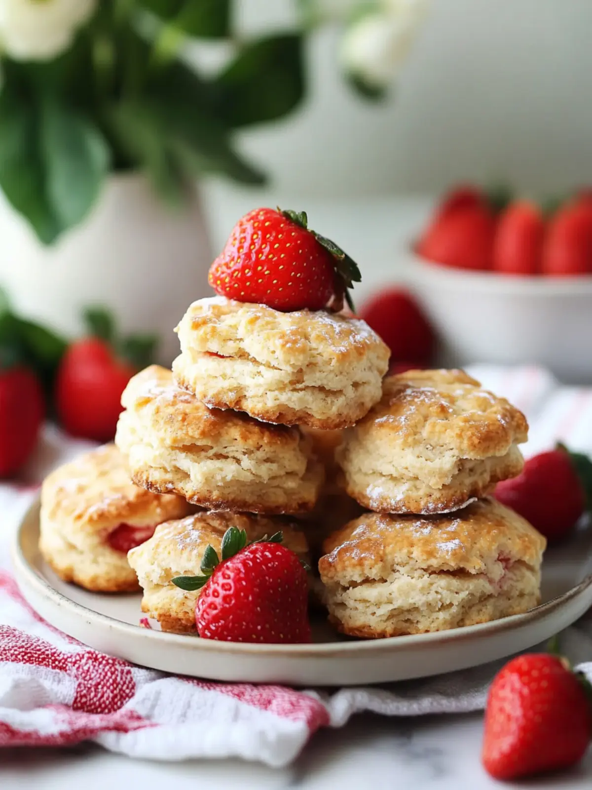 Irresistible Fluffy Strawberry Biscuits with Zesty Lemon Glaze 4 Fluffy Strawberry Biscuits
