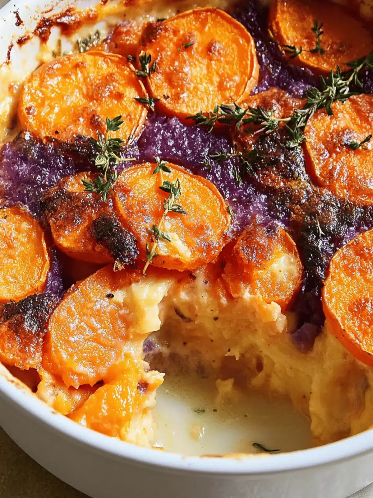 Savory Sweet Potato Gratin with Creamy Herbed Cheese Layers 3 Sweet Potato Gratin