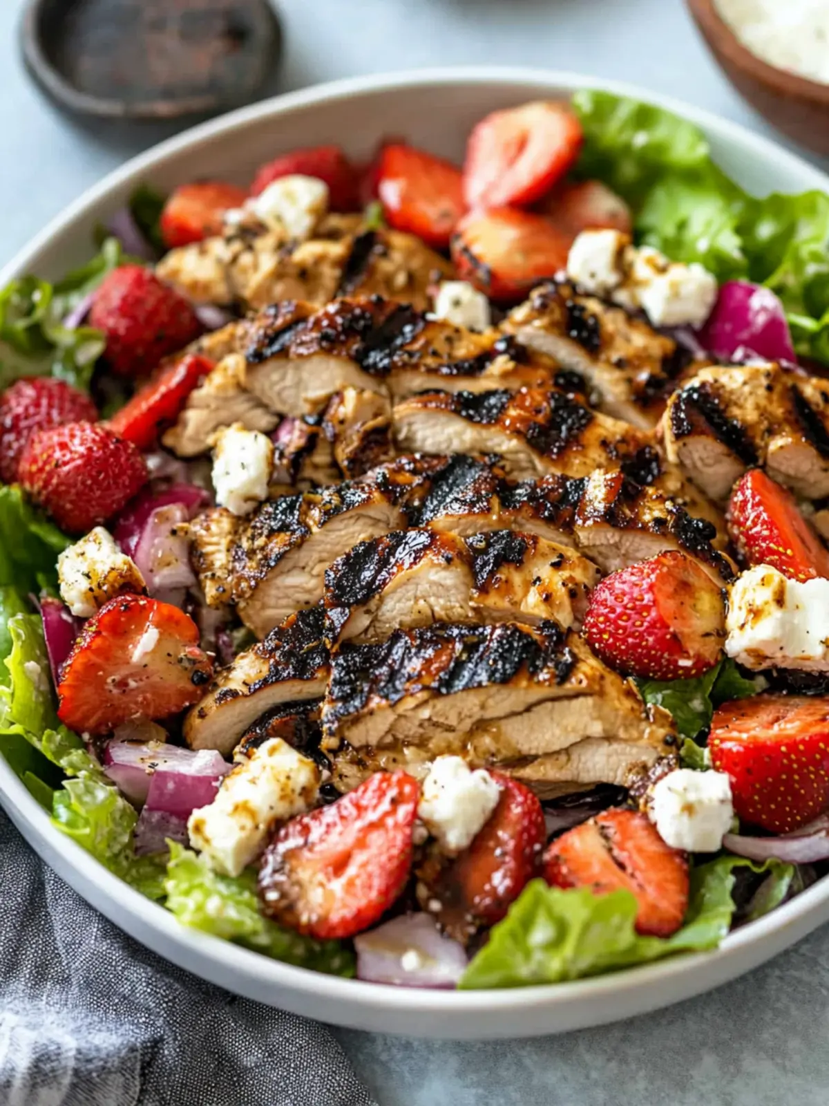 Balsamic Grilled Chicken Salad with Strawberries & Goat Cheese Bliss 2 Balsamic Grilled Chicken Salad with Strawberries and Goat Cheese