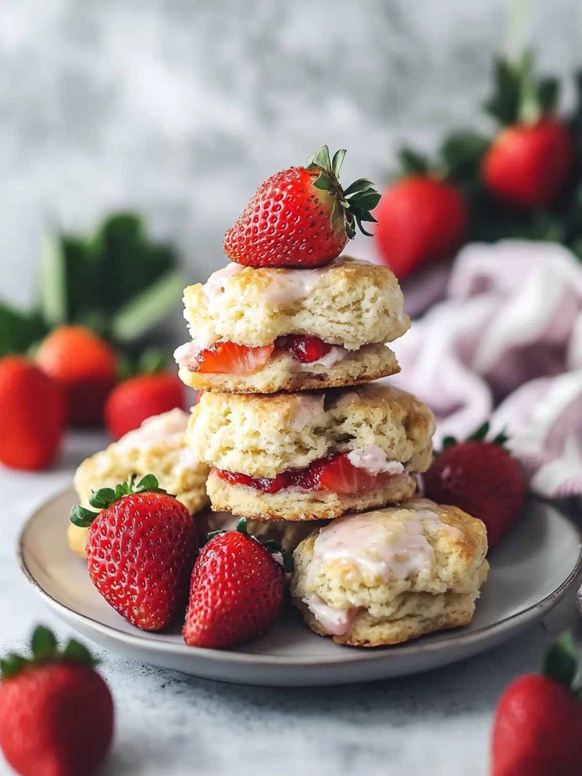 Irresistible Fluffy Strawberry Biscuits with Zesty Lemon Glaze 2 Fluffy Strawberry Biscuits