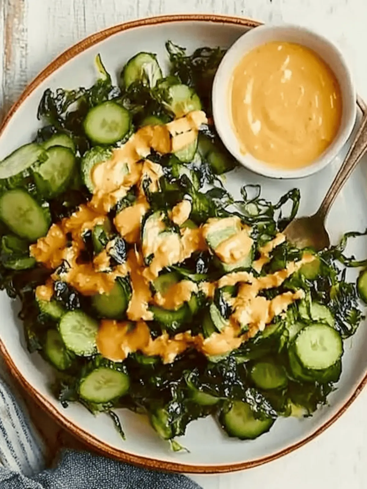 Seaweed & Cucumber Salad with Creamy Sesame Mustard Dressing 4 Seaweed & cucumber salad with sesame mustard dressing