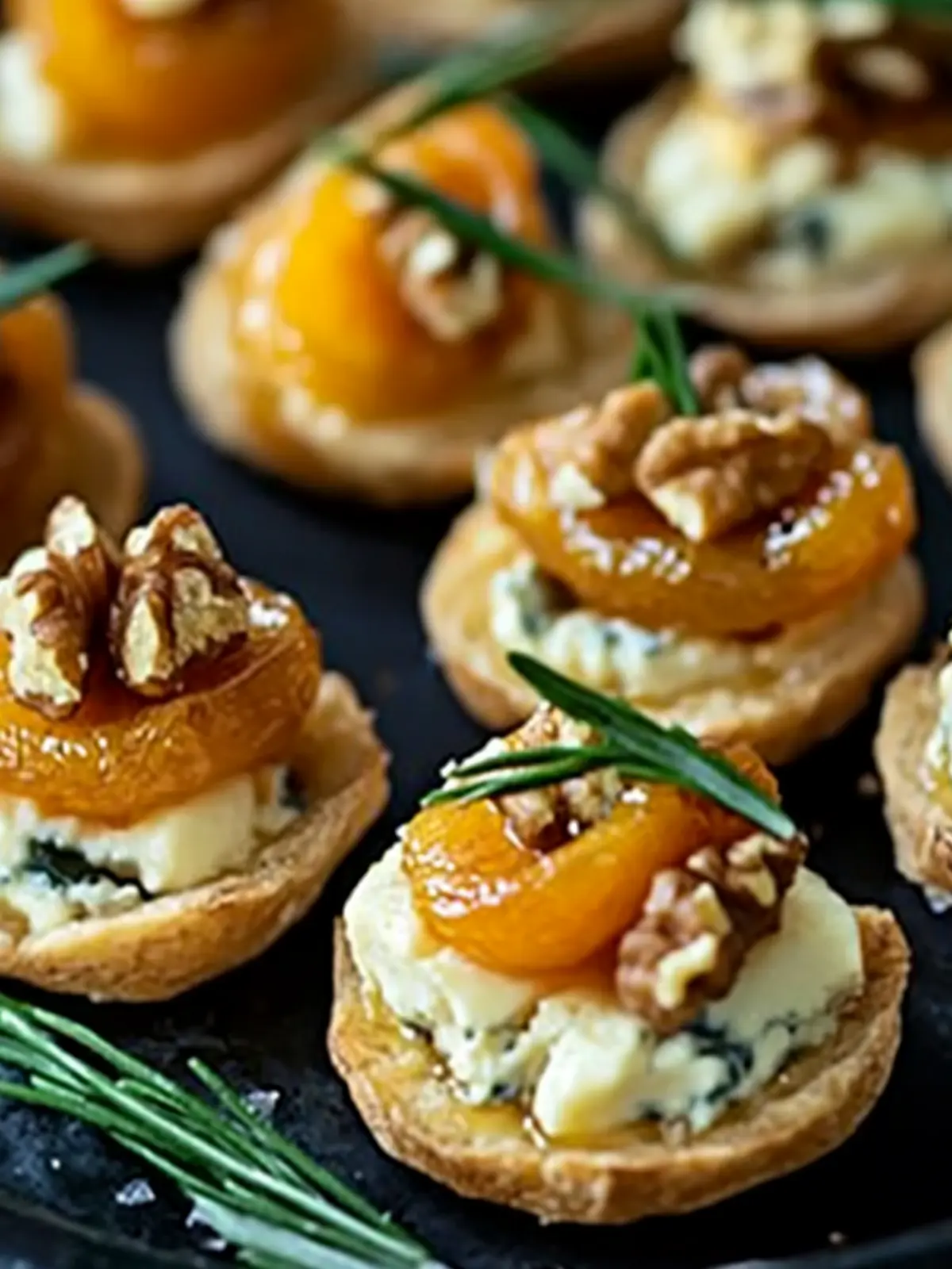 Dried Apricot and Blue Cheese Canapes with Walnuts Bliss 2 Dried Apricot and Blue Cheese Canapes with Walnuts