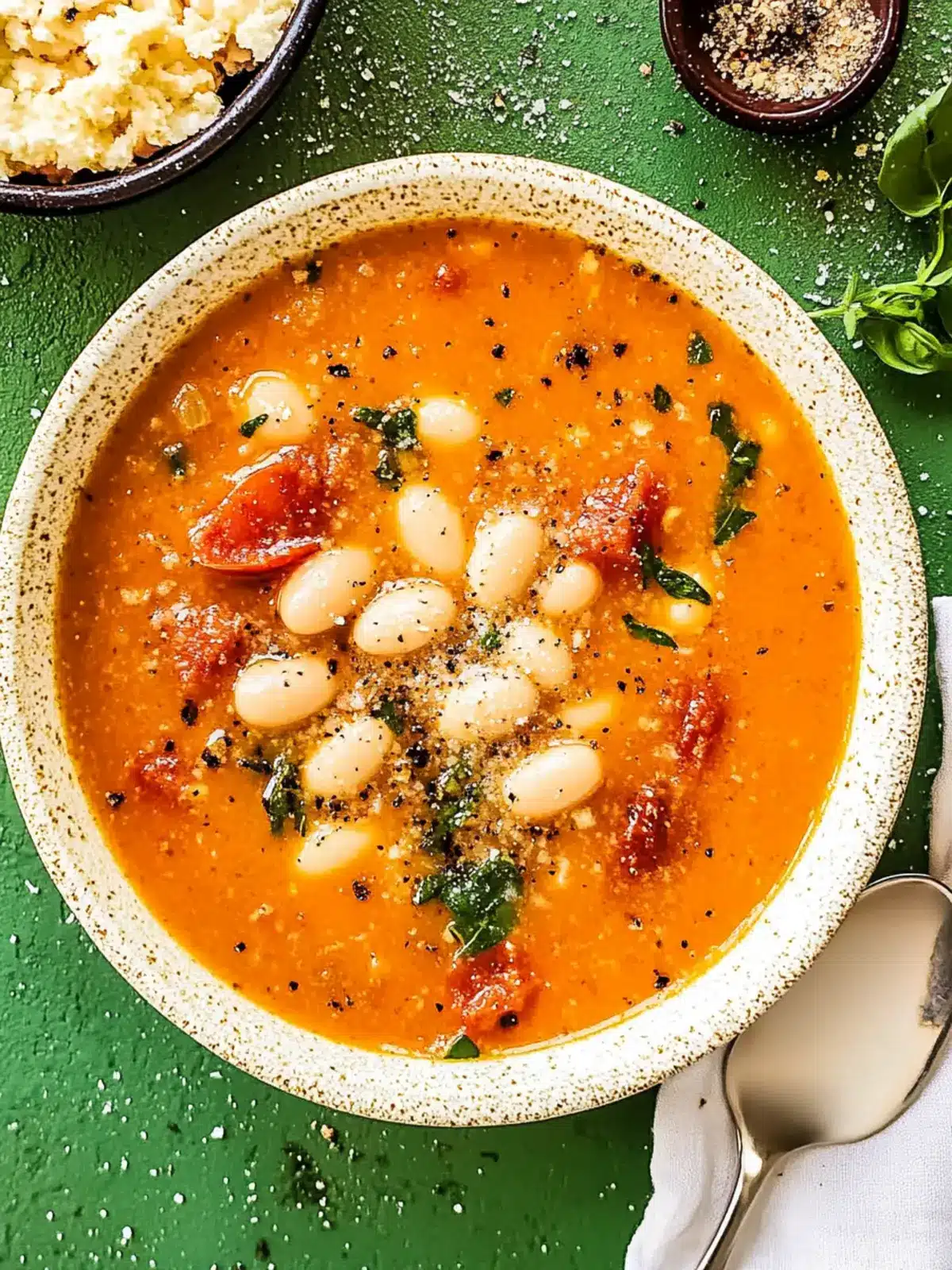 Super Garlicky Tomato Soup with Creamy Smashed White Beans 2 Super Garlicky Tomato Soup with Smashed White Beans