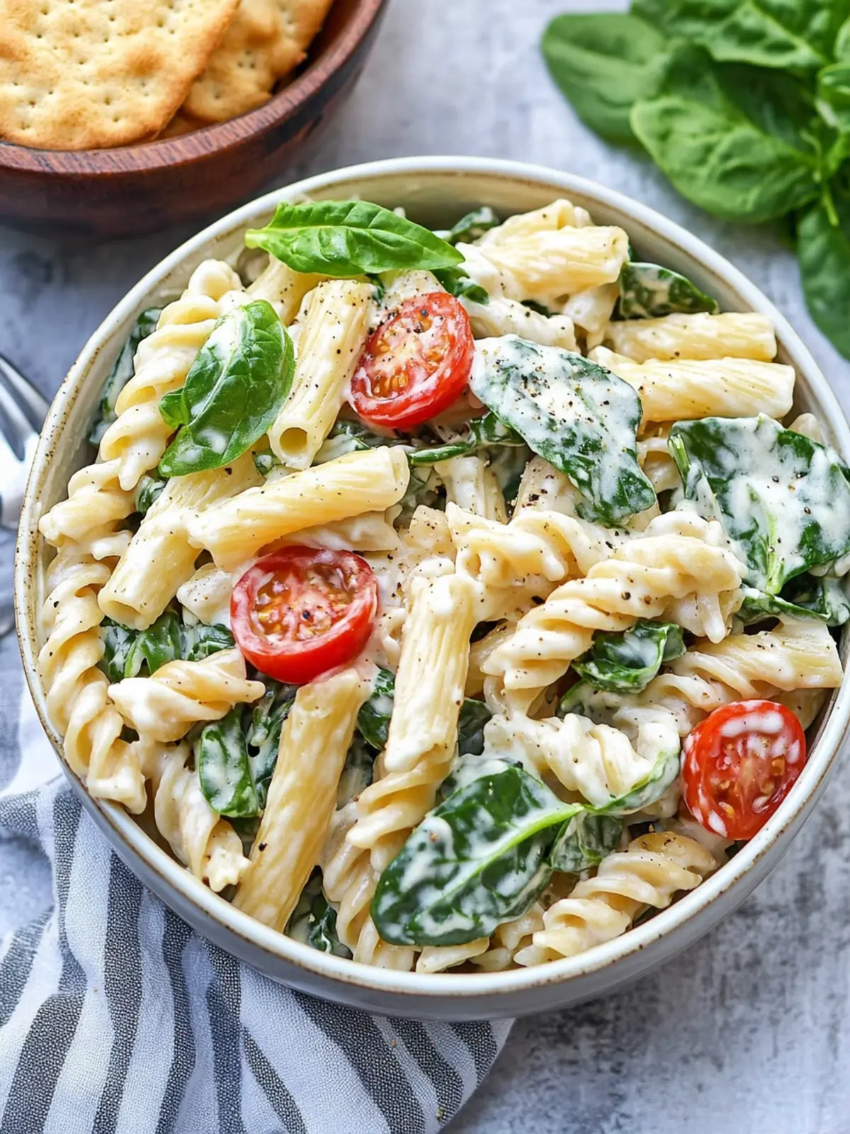Spinach Dip Pasta Salad that's Perfect for Make-Ahead Meals 2 Spinach Dip Pasta Salad