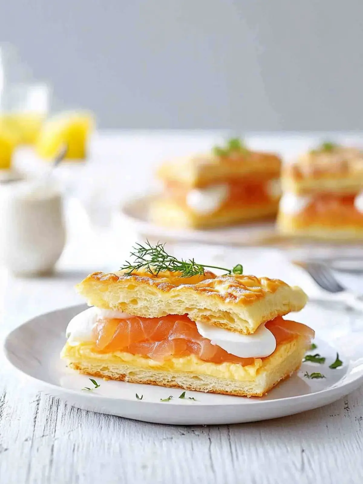 Indulge in Smoked Salmon and Egg Breakfast Mille-feuille Delight 4 Smoked Salmon and Egg Breakfast Mille-feuille