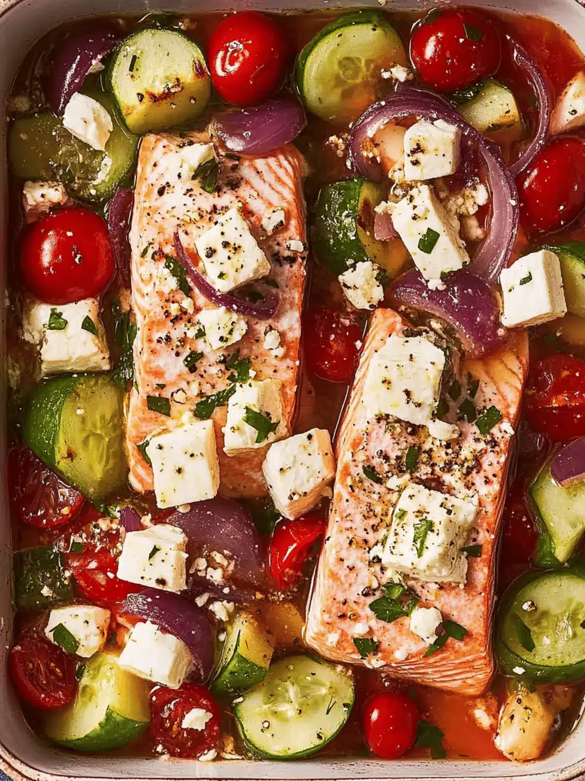 Baked Greek Salmon with Feta and Veggies in Under 30 Minutes 2 Greek Salmon