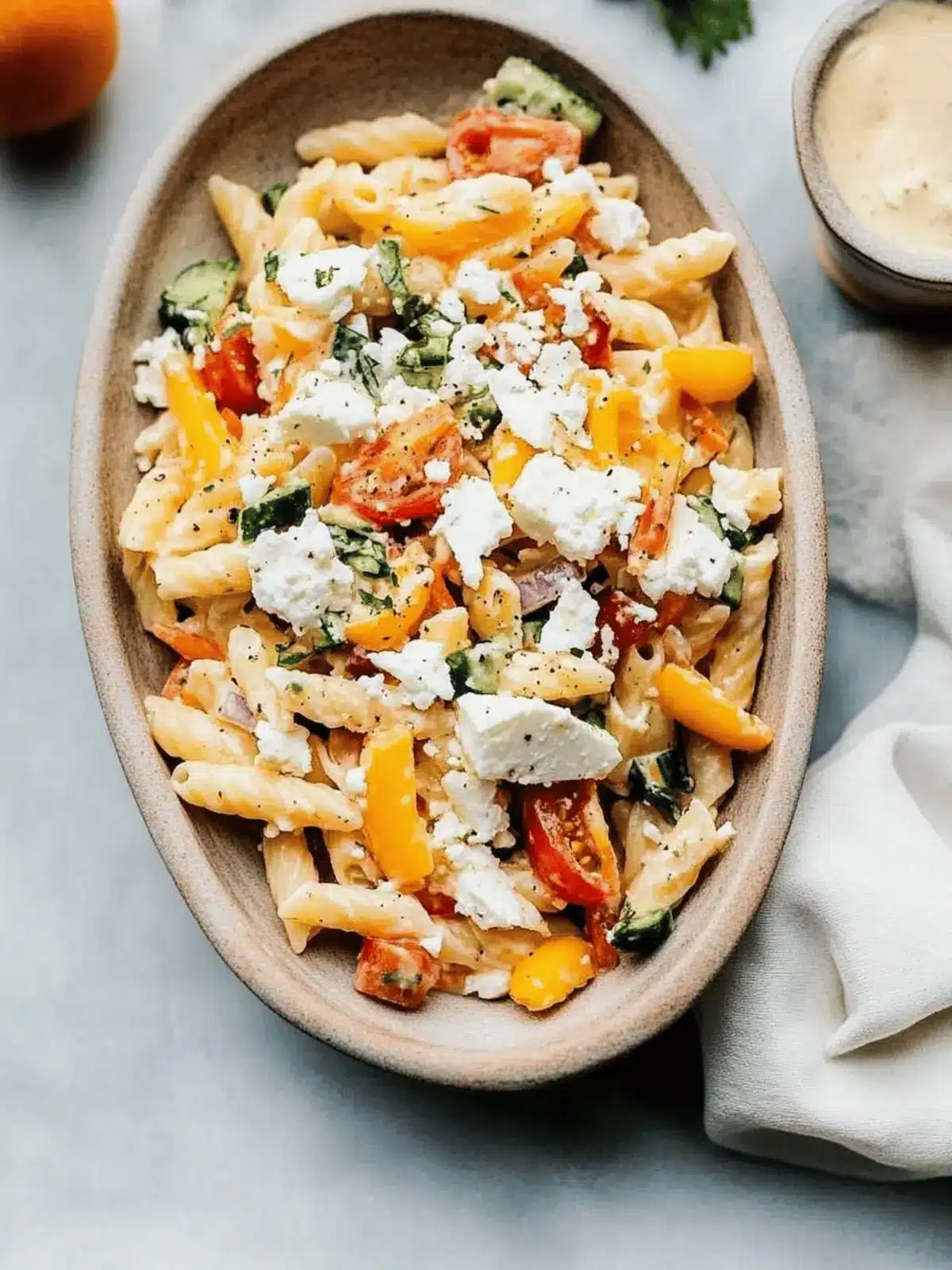 Delicious Healthy Greek Pasta Salad with Creamy Feta Dressing 3 Healthy Greek Pasta Salad with Creamy Feta Dressing