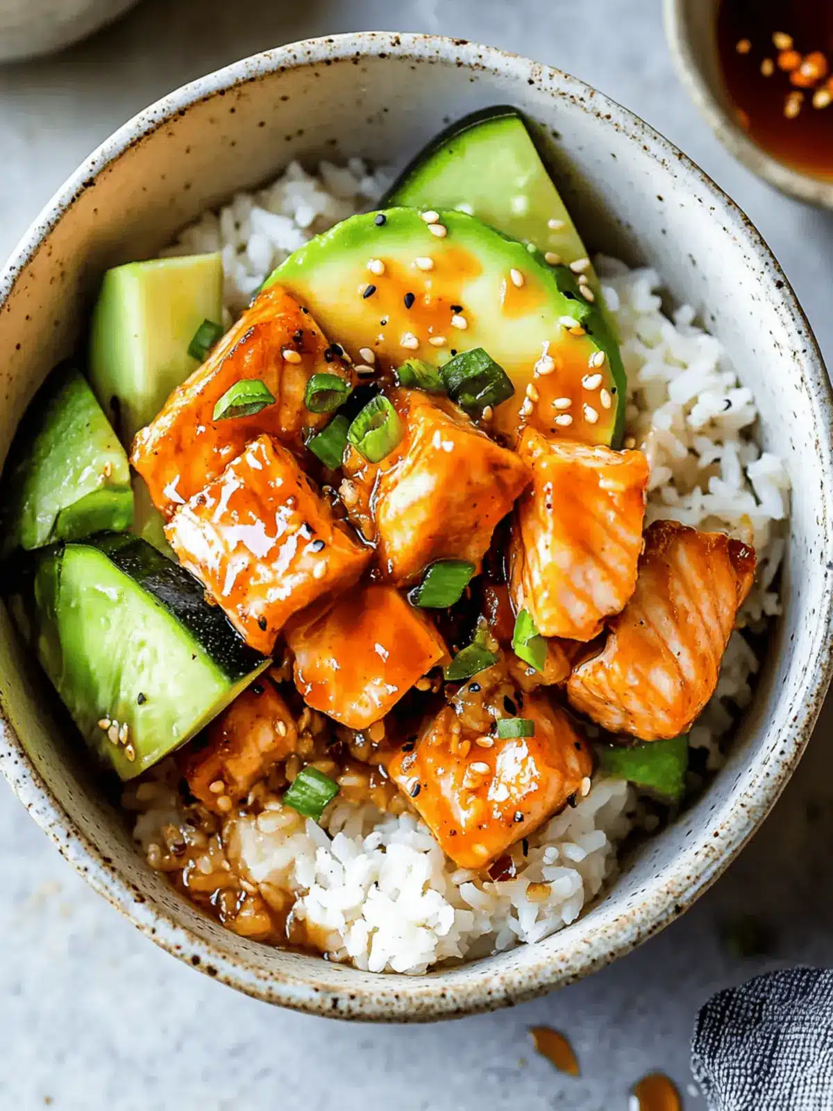 Honey Sriracha Roasted Salmon Rice Bowls in 30 Minutes 4 Honey Sriracha Roasted Salmon Rice Bowls (GF, DF)